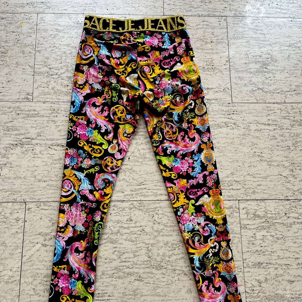 Versace printed tights.